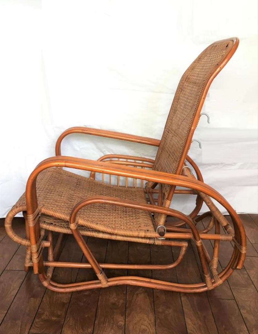 【しゃんてぃ】ラタン リクライニングチェア 足置き付き