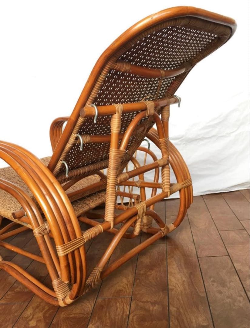 【しゃんてぃ】ラタン リクライニングチェア 足置き付き