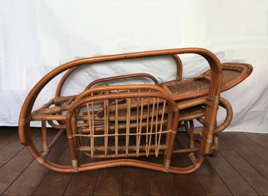 【しゃんてぃ】ラタン リクライニングチェア 足置き付き