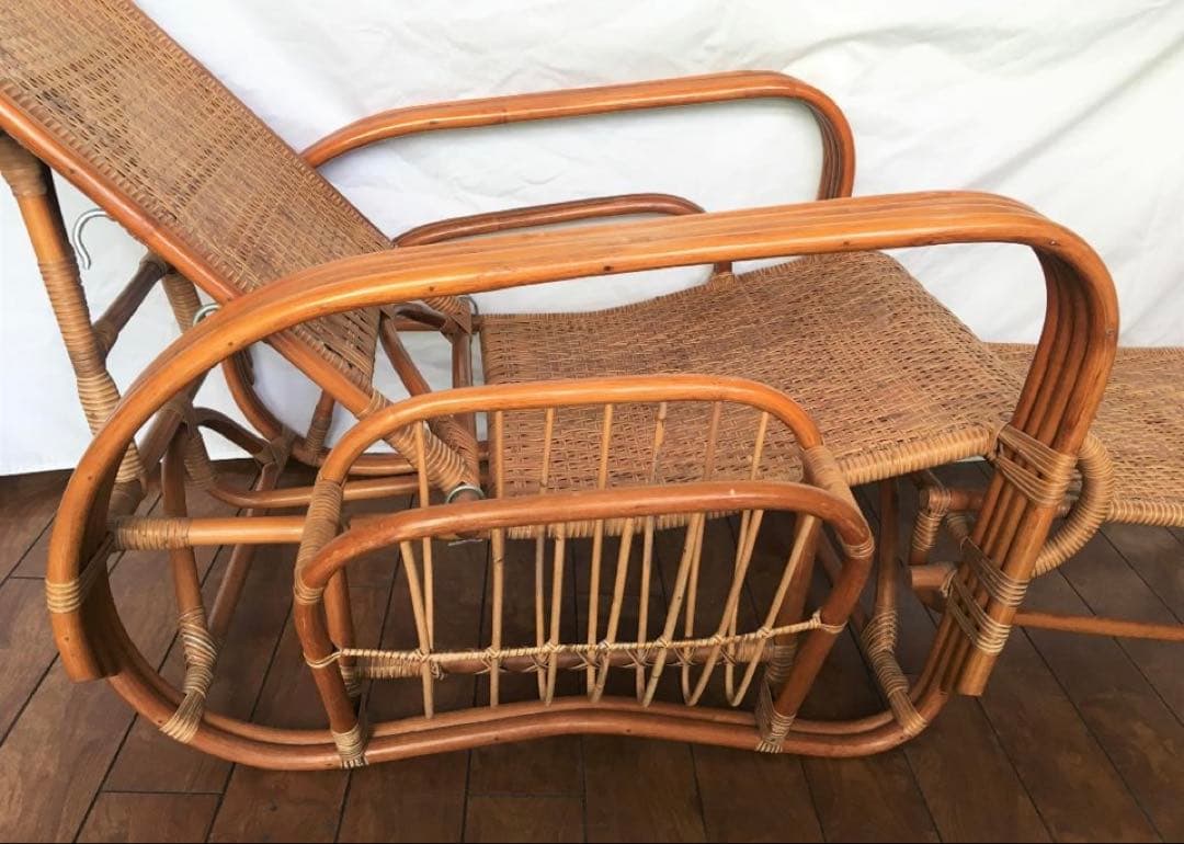 【しゃんてぃ】ラタン リクライニングチェア 足置き付き