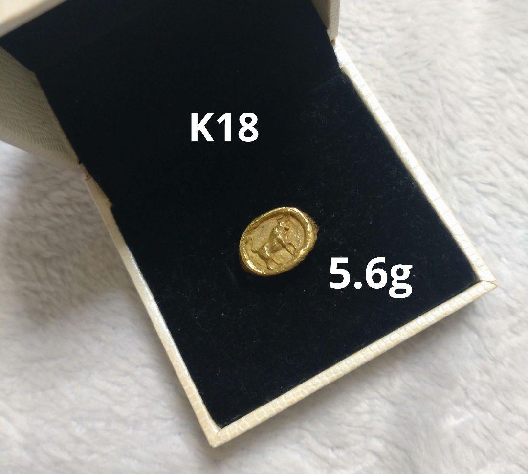 ☆アンティークK18ゴールド バッファローのリング5.6g 8号サイズ☆