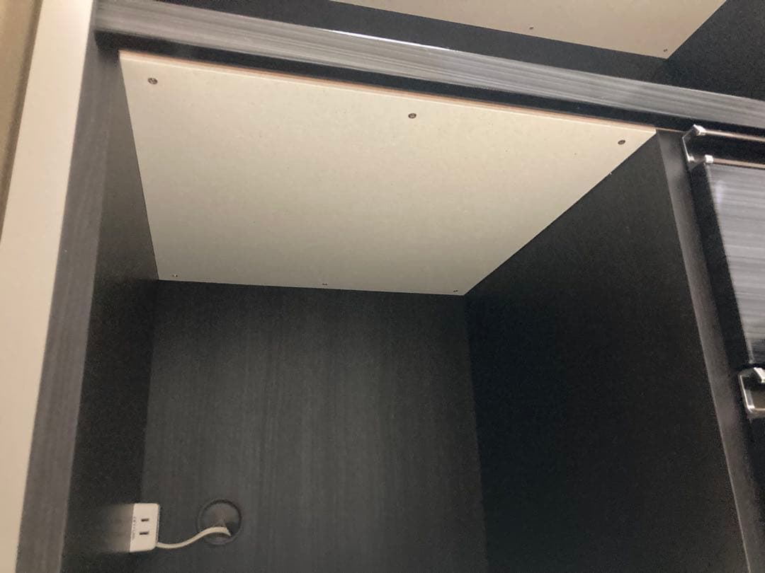 ダークブラウン 食器棚 ガラス扉 引き出し付き