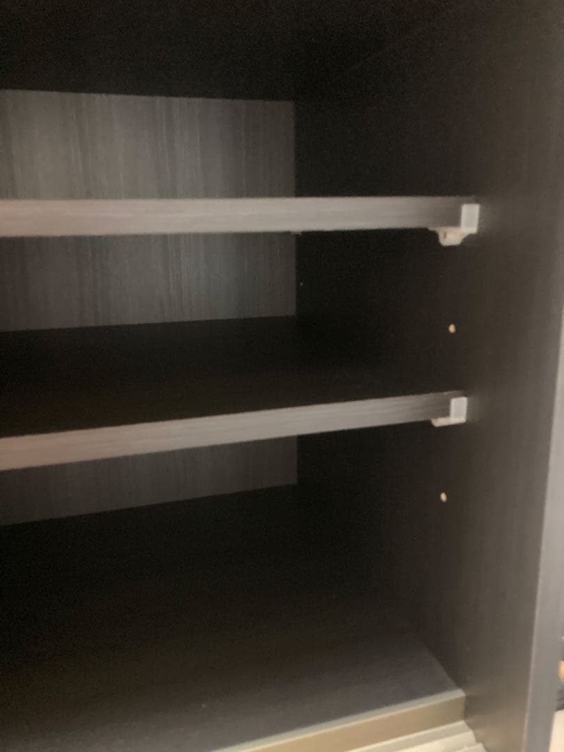 ダークブラウン 食器棚 ガラス扉 引き出し付き