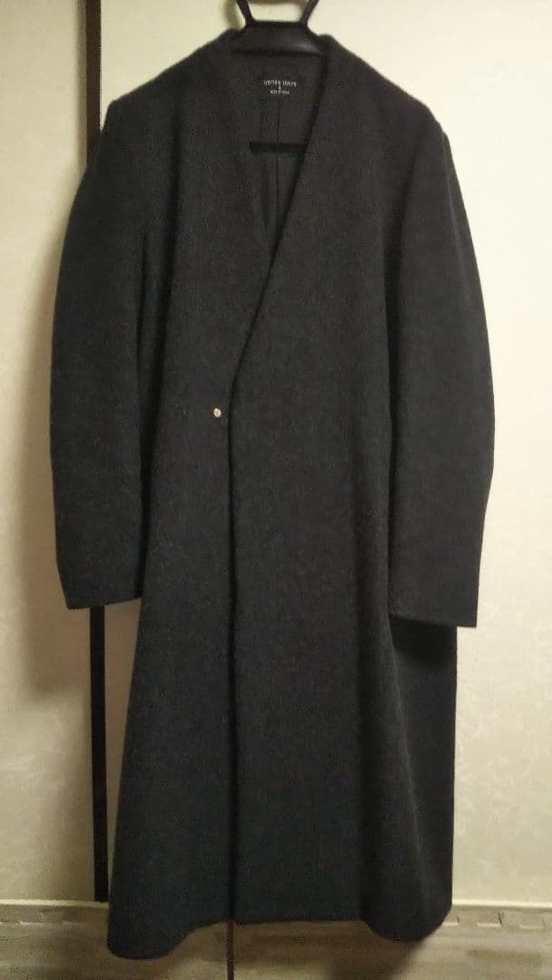 UNITED TOKYO ノーカラーコート グレー M