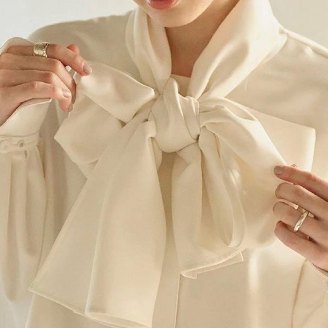 #Newans洗濯機可ビックリボンパウダリーブラウス ボウタイ オンワード