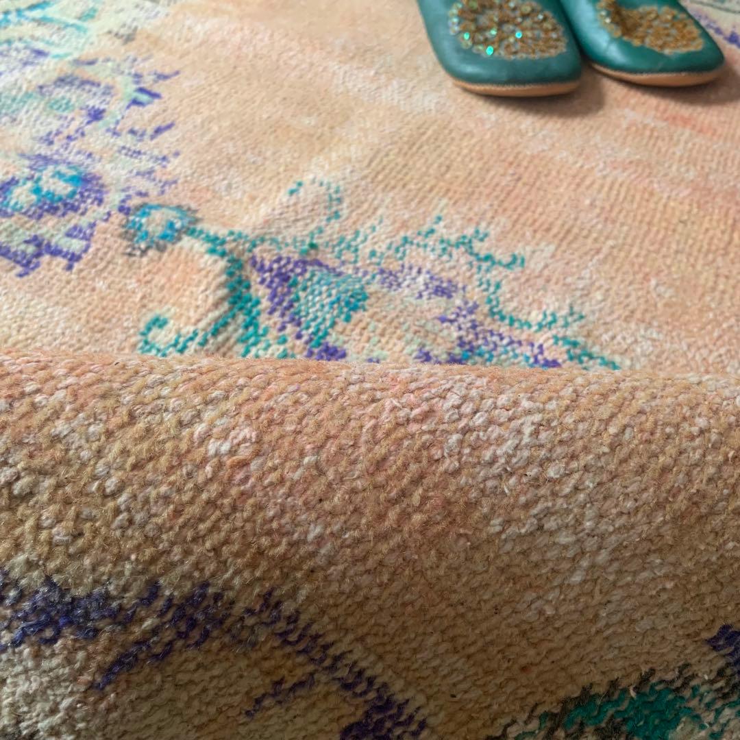 大判　トルコヴィンテージラグ　239×138 オーバーダイ　ペールオレンジ