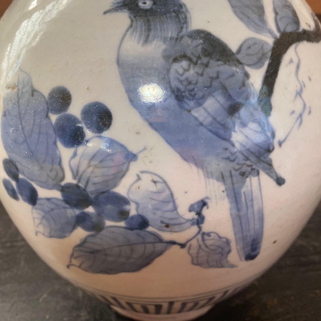 専用　切米焼　染付たこ唐草鳥文大徳利