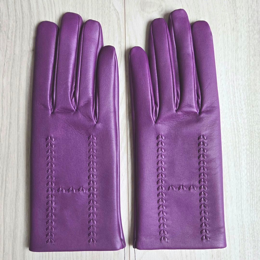 タグ付き未使用✨エルメス 手袋 パーソナルオーダーグローブ アネモネ ラムスキン