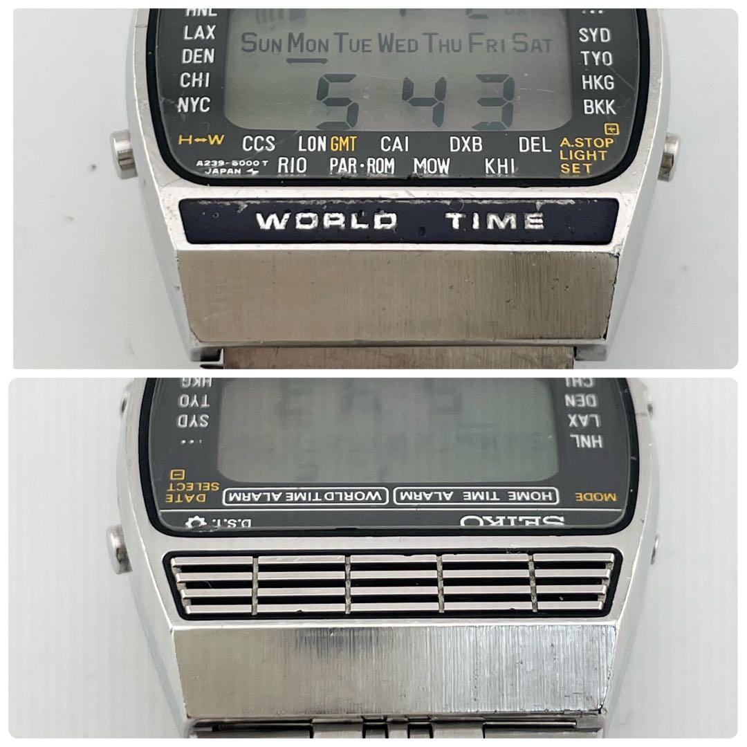 【稼働/新品電池】セイコー　ワールドタイム　スクエア　腕時計　デジタル　メンズ
