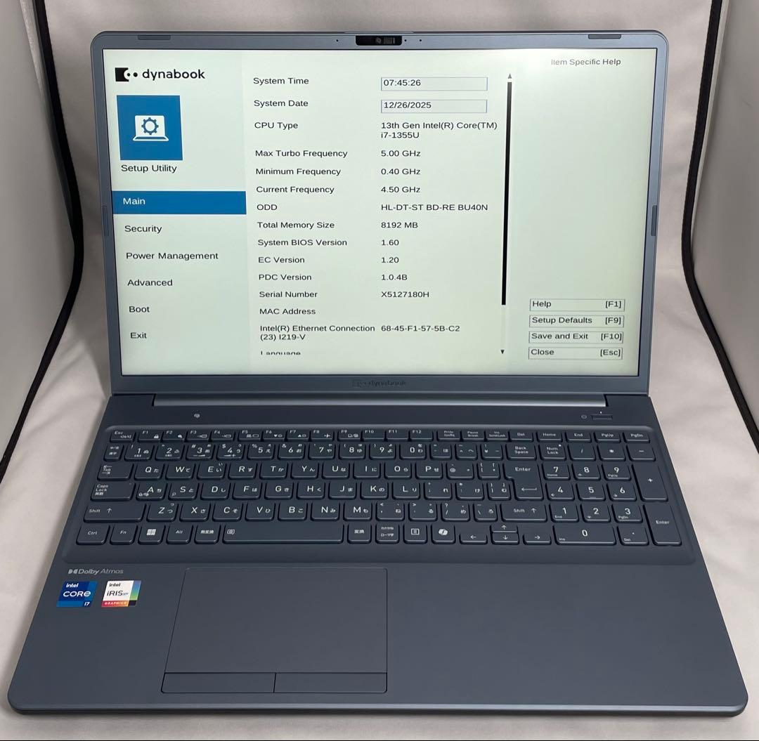 dynabook P3-T7YX-BL i7-1355U13世代Blu/Ray￼