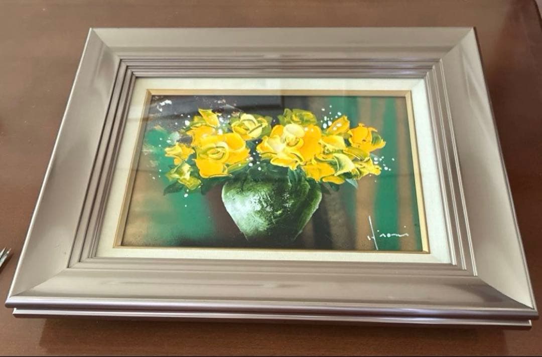 真作　立川広己　油彩　バラ (フリージャ) 画寸33x24㎝　F4