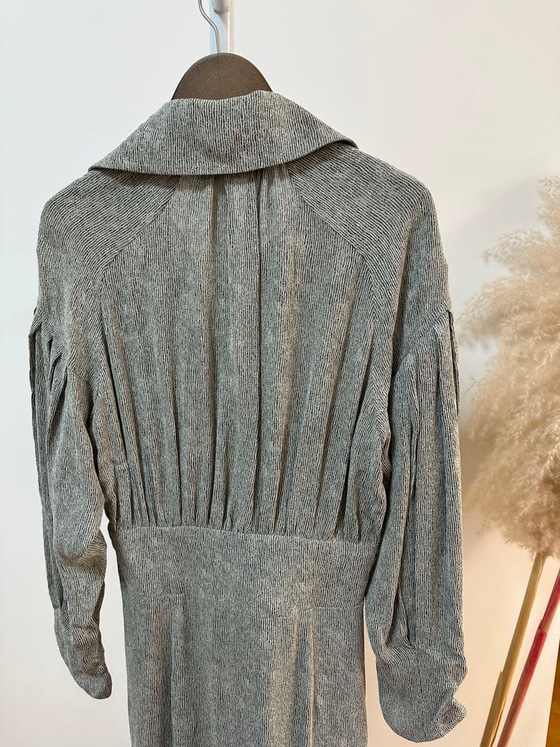 マメクロゴウチ新品紙タグ付き⭐️日本製❗️ストライプジャカードドレスワンピ