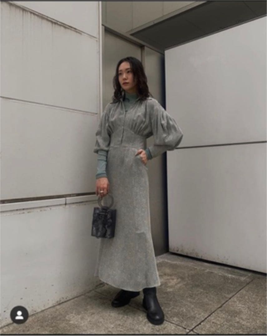 マメクロゴウチ新品紙タグ付き⭐️日本製❗️ストライプジャカードドレスワンピ