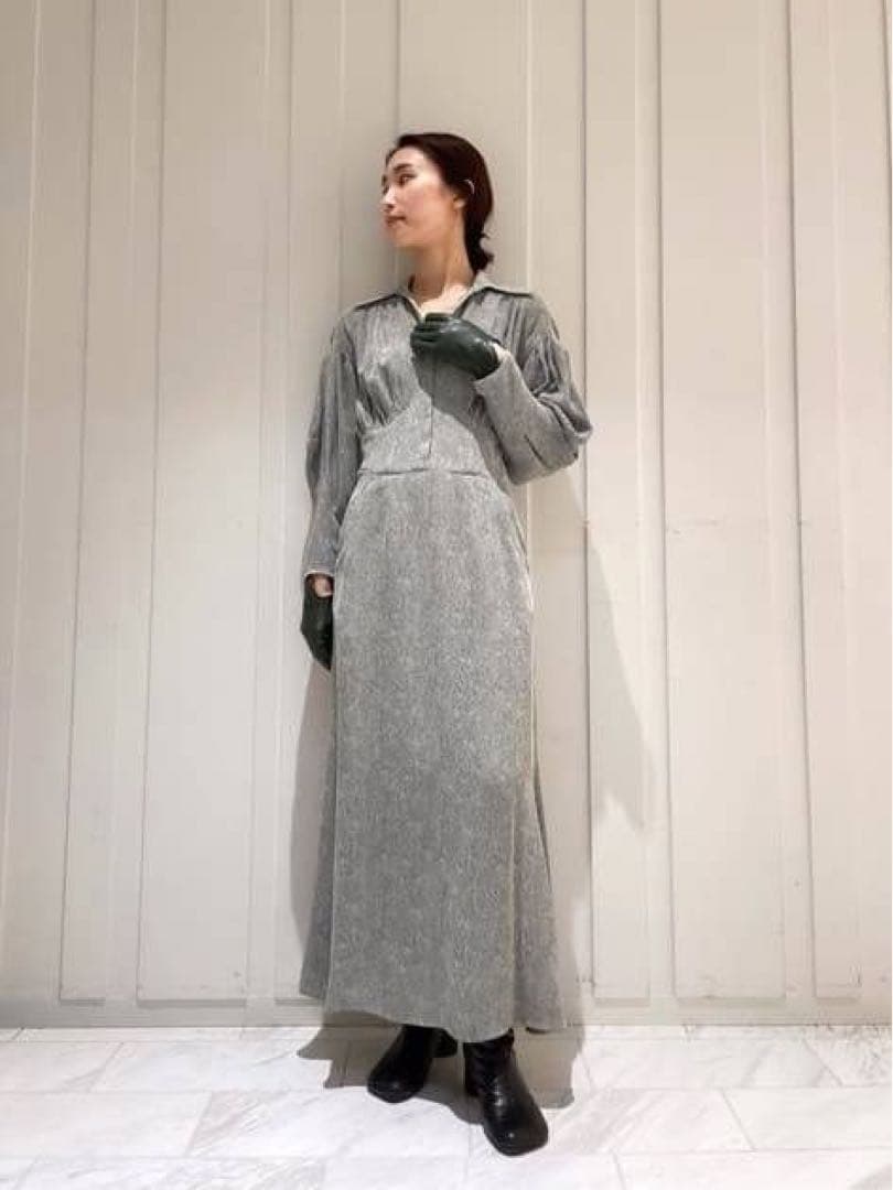 マメクロゴウチ新品紙タグ付き⭐️日本製❗️ストライプジャカードドレスワンピ