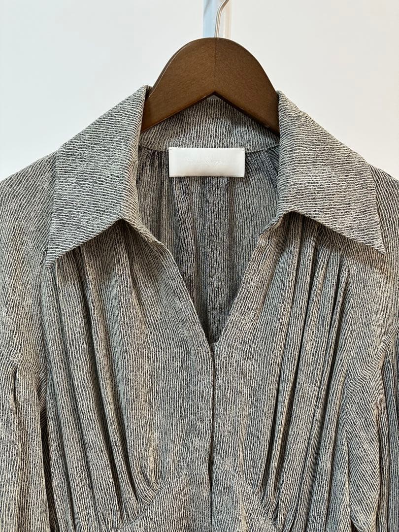 マメクロゴウチ新品紙タグ付き⭐️日本製❗️ストライプジャカードドレスワンピ