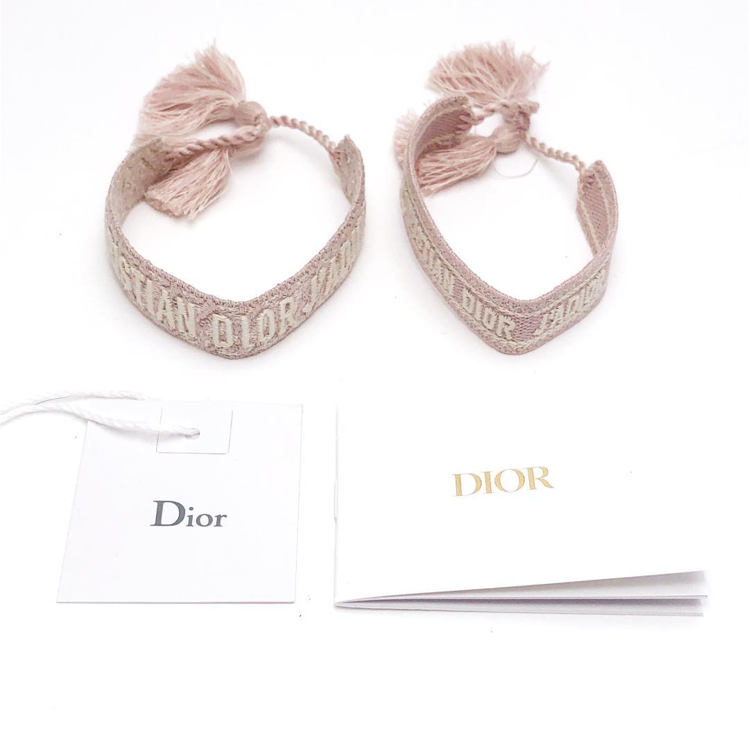 【美品】クリスチャンディオール／ミサンガ ブレスレット ピンク 2本セット