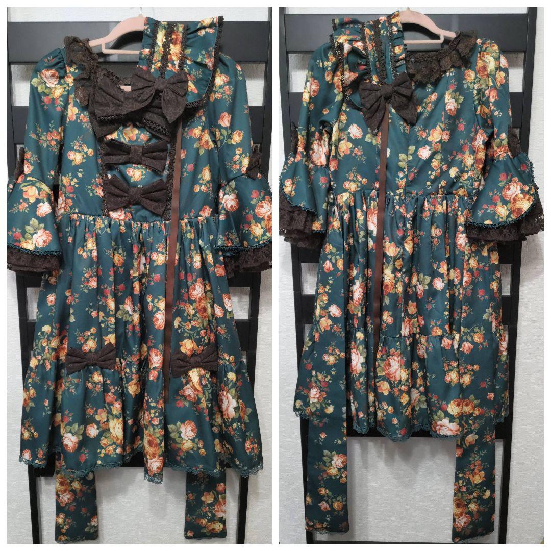 セット axes femme kawaii アンティークローズ柄 ワンピース