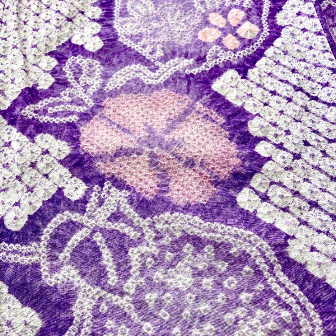 朝顔　紫色　果実　有松絞り　絞り染め　絞り浴衣　浴衣　NO44