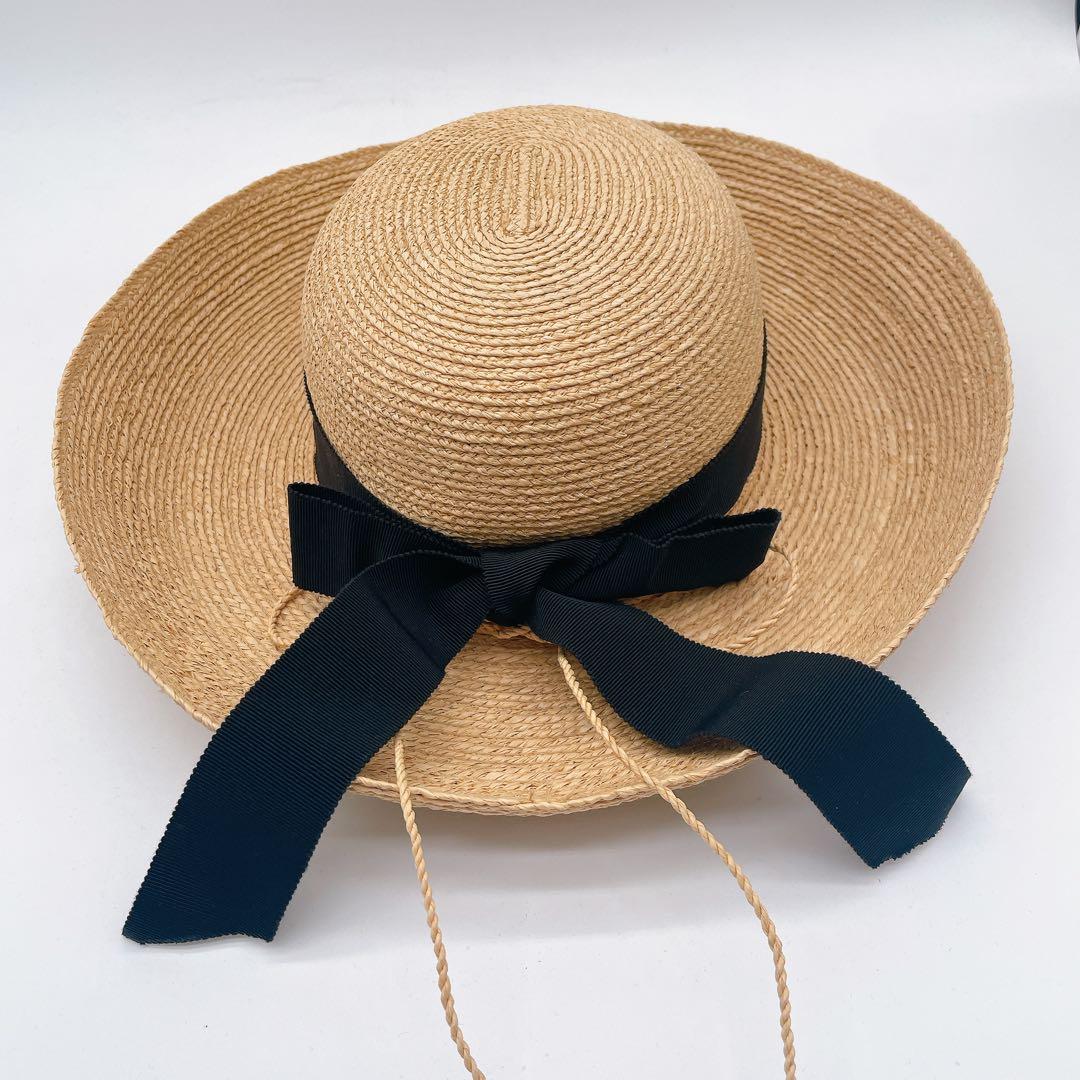 【ヘレンカミンスキー】Newport SB ラフィア 麦わら帽子 ハット リボン