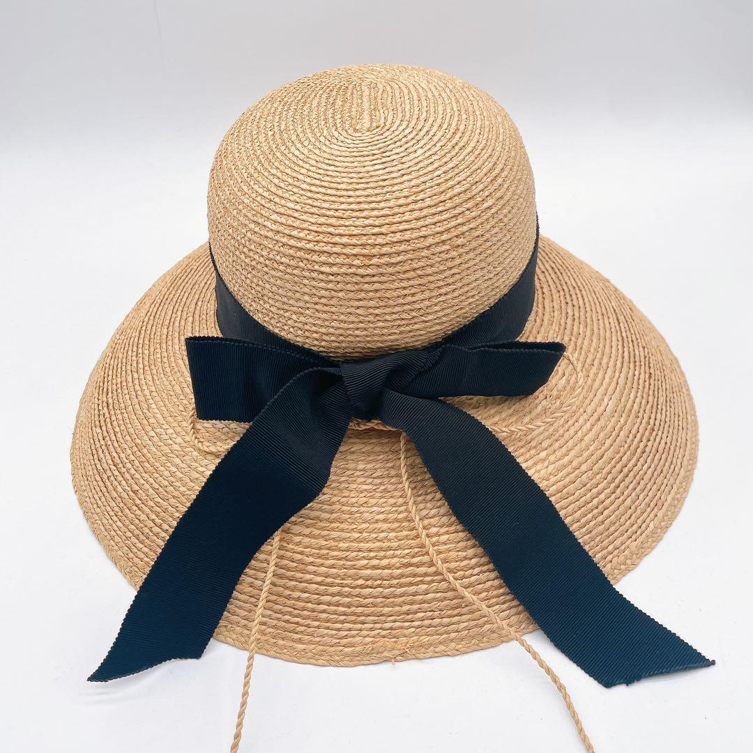 【ヘレンカミンスキー】Newport SB ラフィア 麦わら帽子 ハット リボン