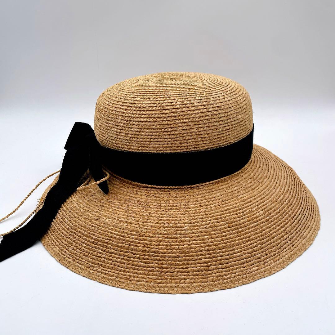 【ヘレンカミンスキー】Newport SB ラフィア 麦わら帽子 ハット リボン