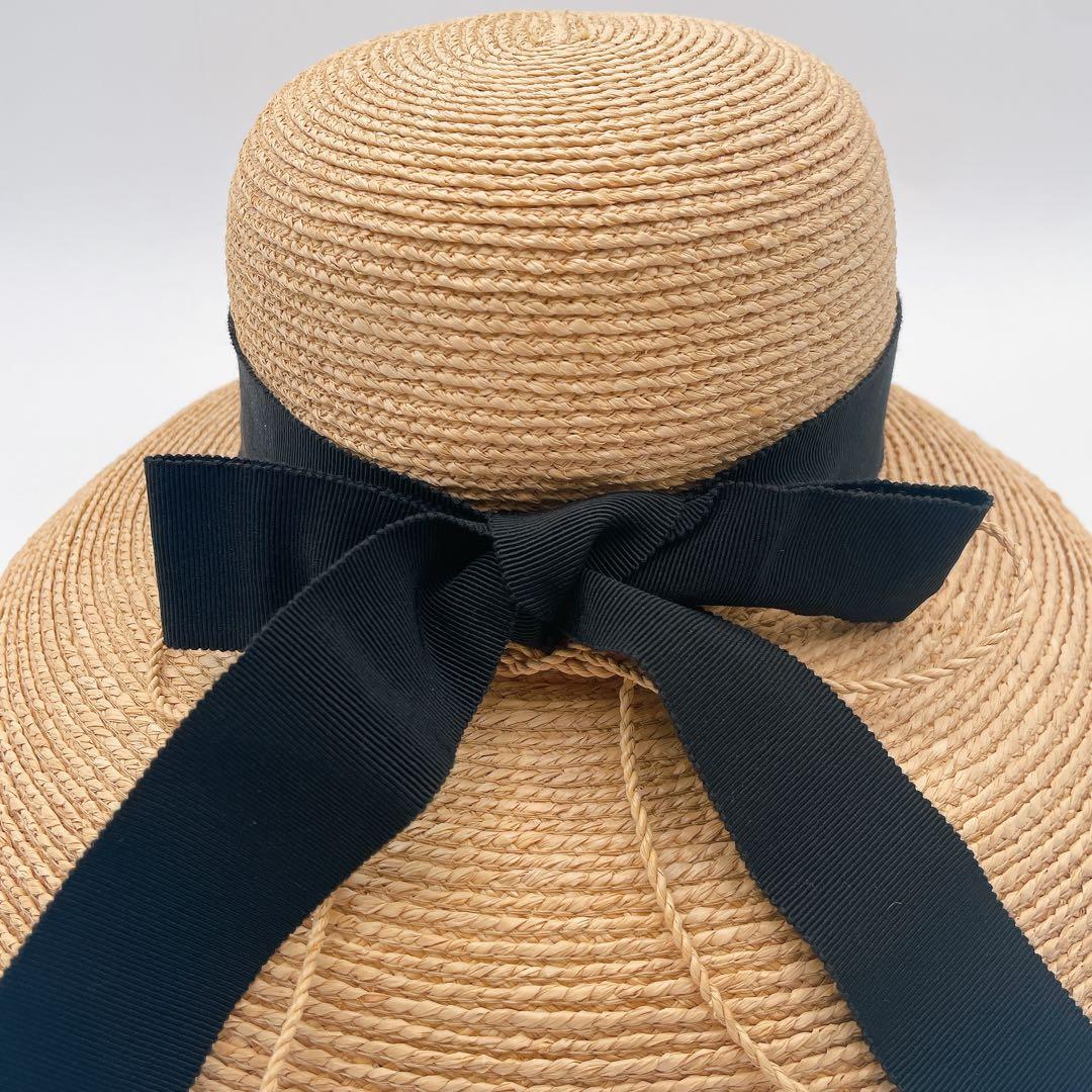 【ヘレンカミンスキー】Newport SB ラフィア 麦わら帽子 ハット リボン