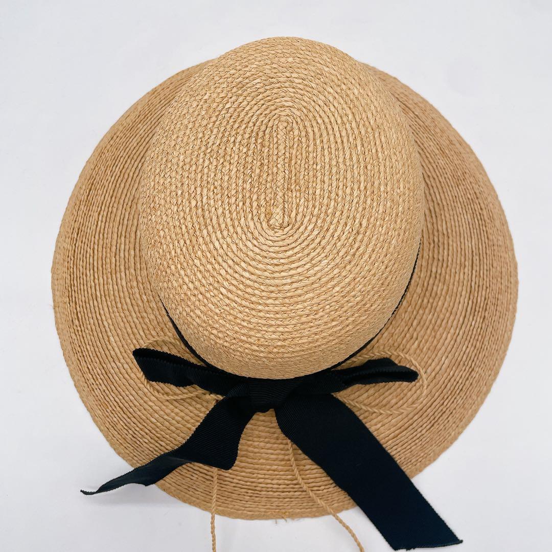 【ヘレンカミンスキー】Newport SB ラフィア 麦わら帽子 ハット リボン