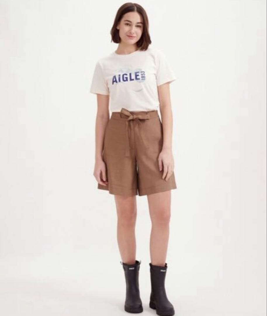 AIGLE ブラック 防水 アリアラバーハンティングブーツ/レインブーツ/ 38