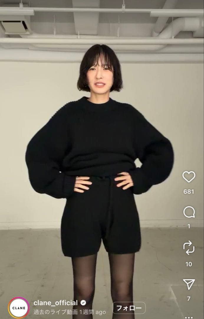 新品　CLANE KNIT SHORT PANTS BLACK①