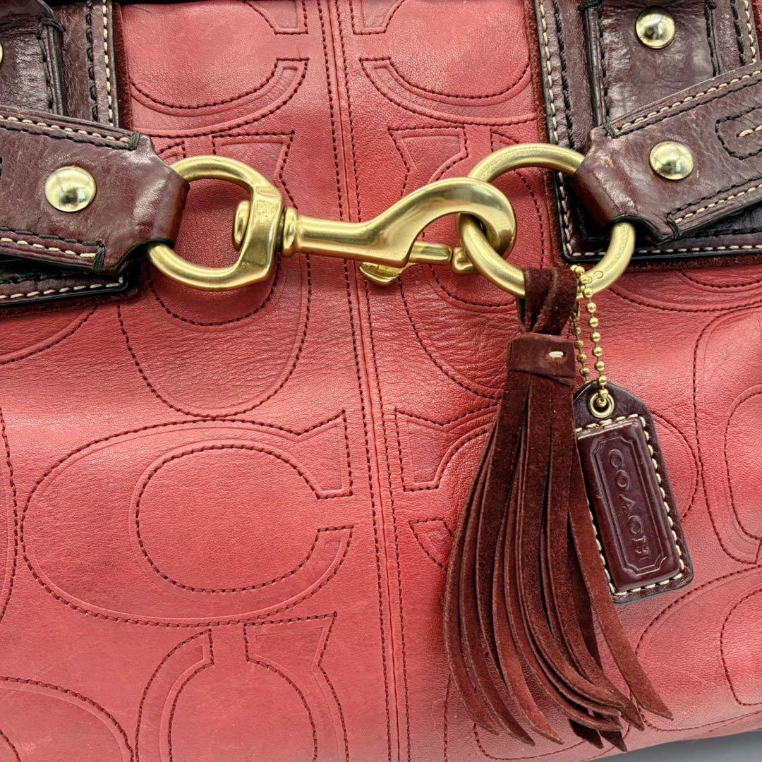 COACH コーチ ハンドバッグ シグネチャー レザー タッセル ゴールド金具