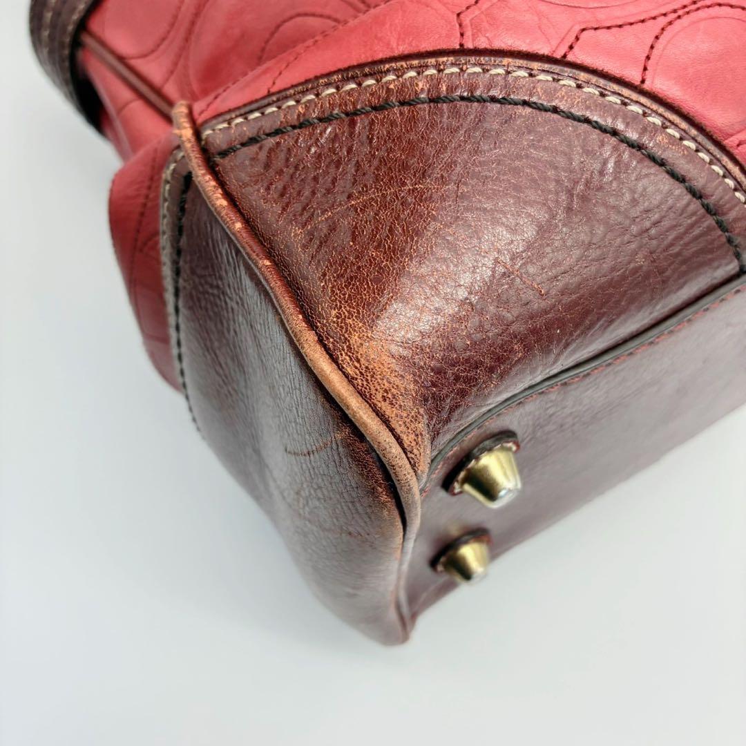 COACH コーチ ハンドバッグ シグネチャー レザー タッセル ゴールド金具