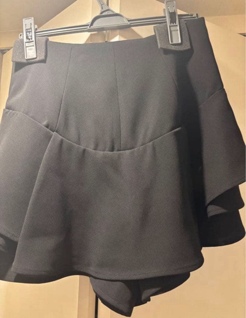 SNIDEL レイヤードフリルミニスカショーパンBLK M