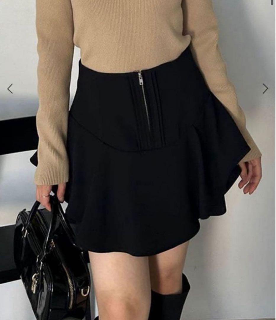 SNIDEL レイヤードフリルミニスカショーパンBLK M