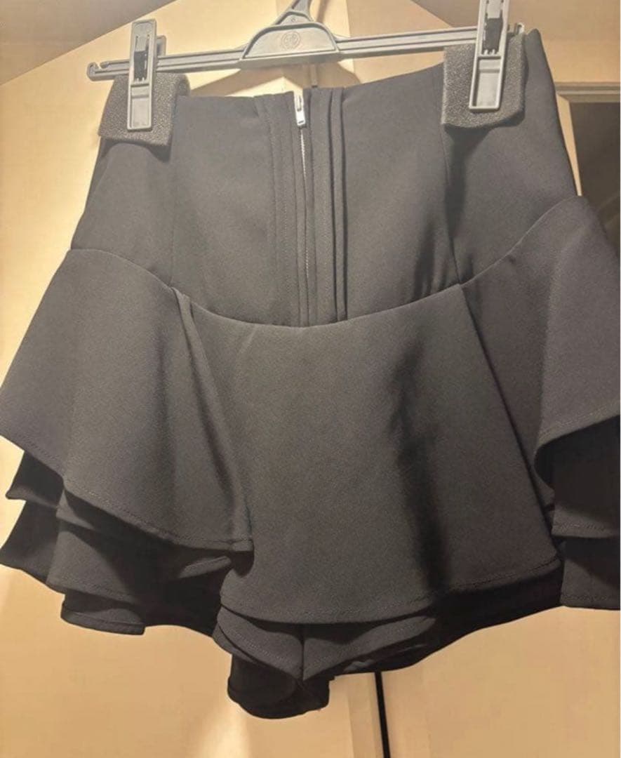 SNIDEL レイヤードフリルミニスカショーパンBLK M