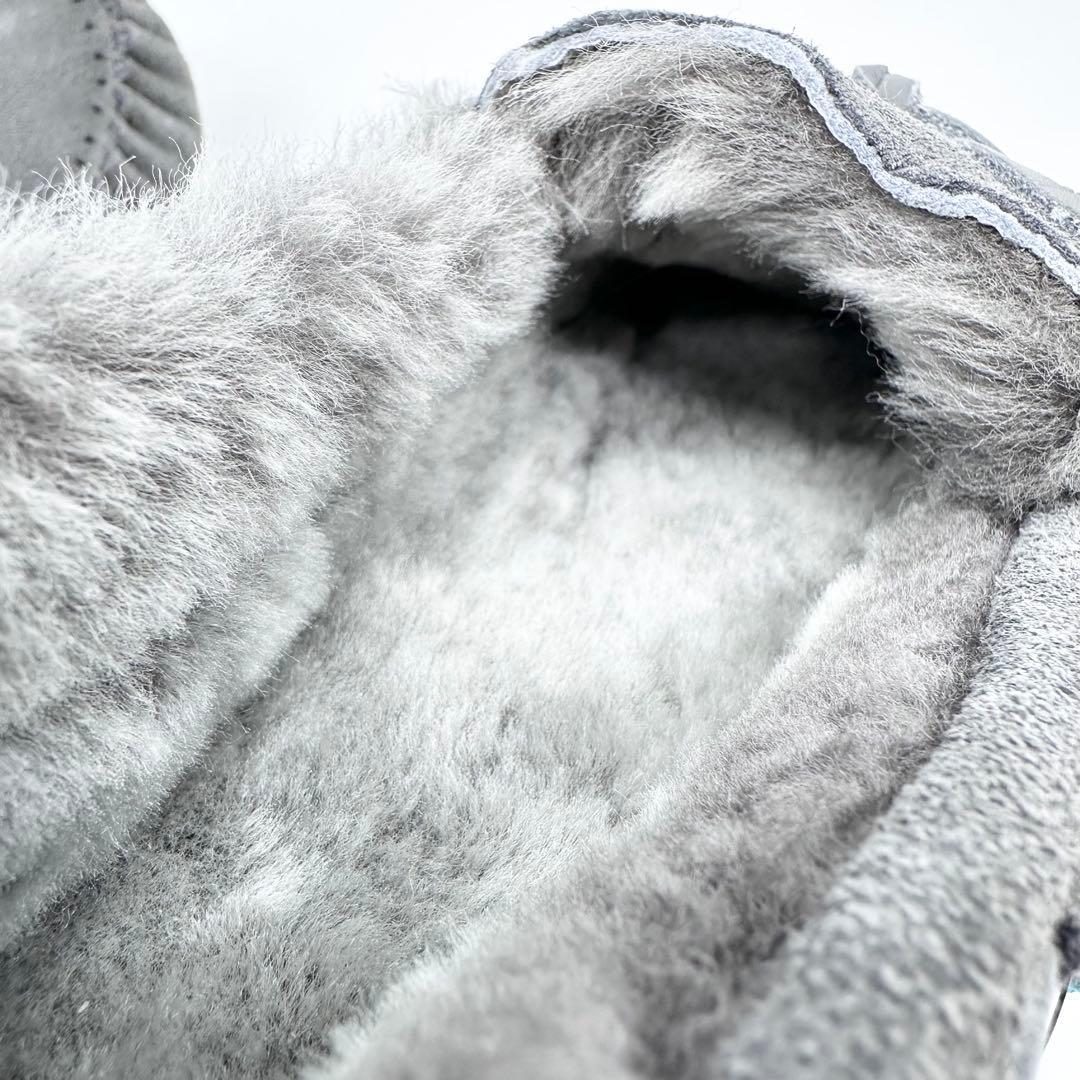 未使用タグ付✨EMU Australia モカシン スエード ボア 灰 24cm