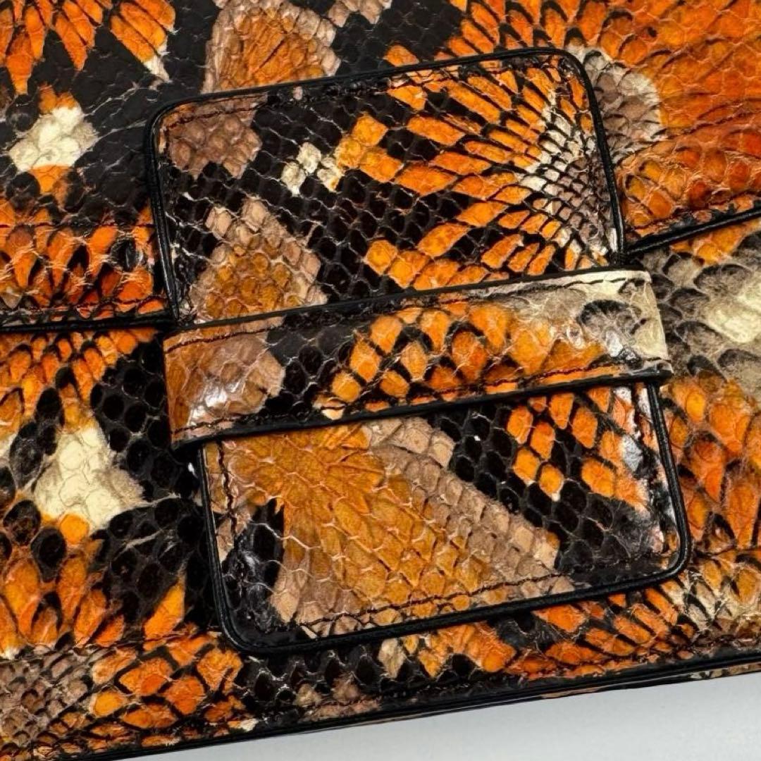 美品 ドリスヴァンノッテン パイソン クラッチバッグ フラワープリント レザー