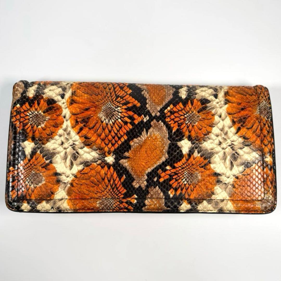 美品 ドリスヴァンノッテン パイソン クラッチバッグ フラワープリント レザー