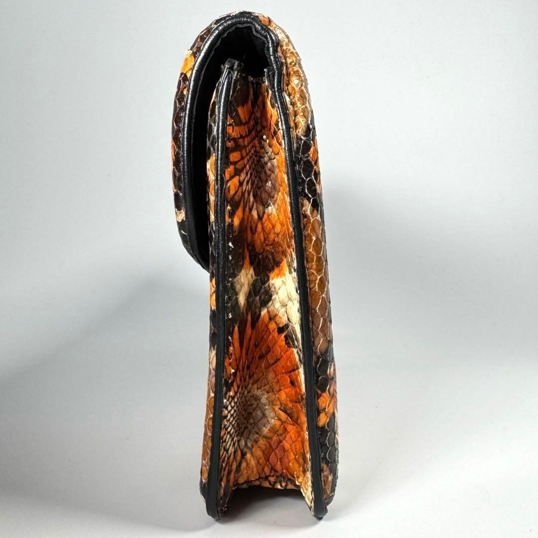 美品 ドリスヴァンノッテン パイソン クラッチバッグ フラワープリント レザー