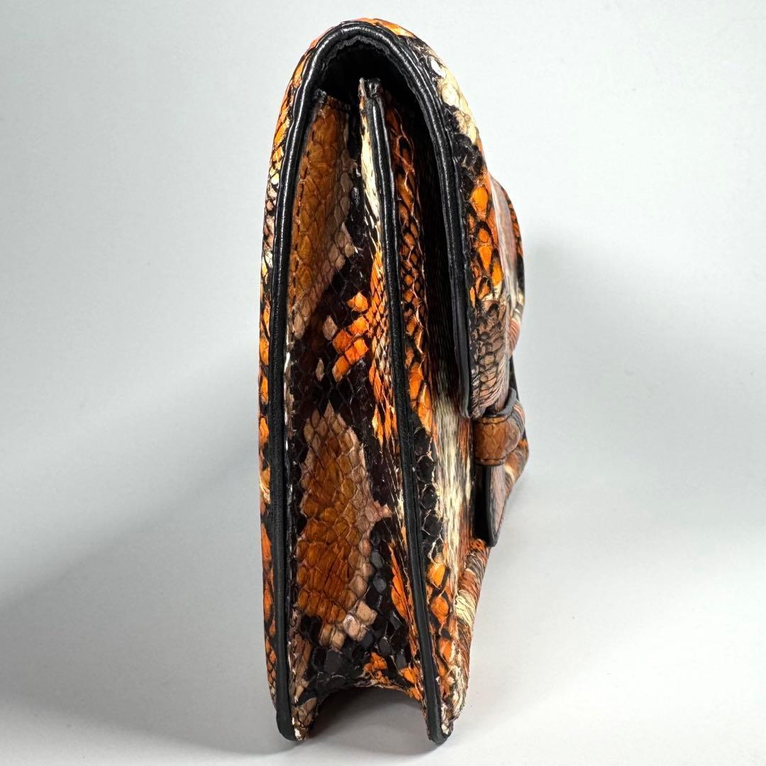 美品 ドリスヴァンノッテン パイソン クラッチバッグ フラワープリント レザー