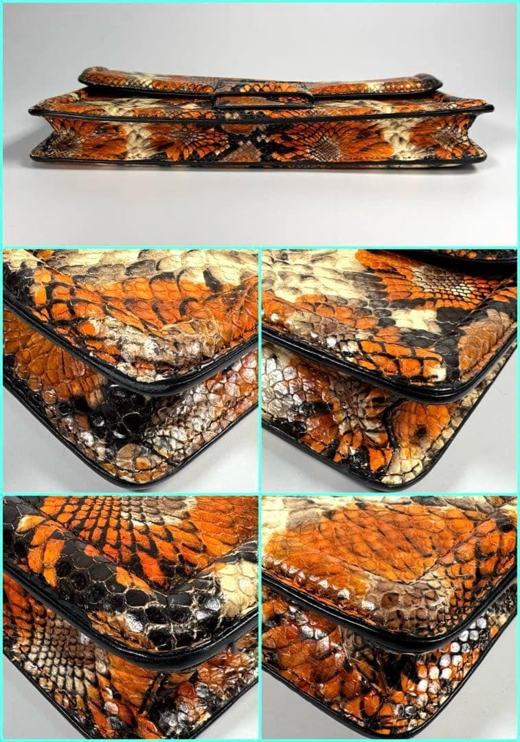 美品 ドリスヴァンノッテン パイソン クラッチバッグ フラワープリント レザー