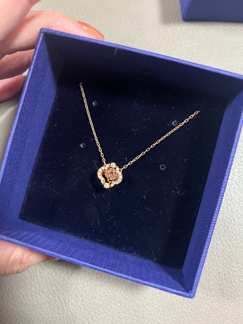 【スワロフスキー】Una ネックレス, クローバー, ピンク