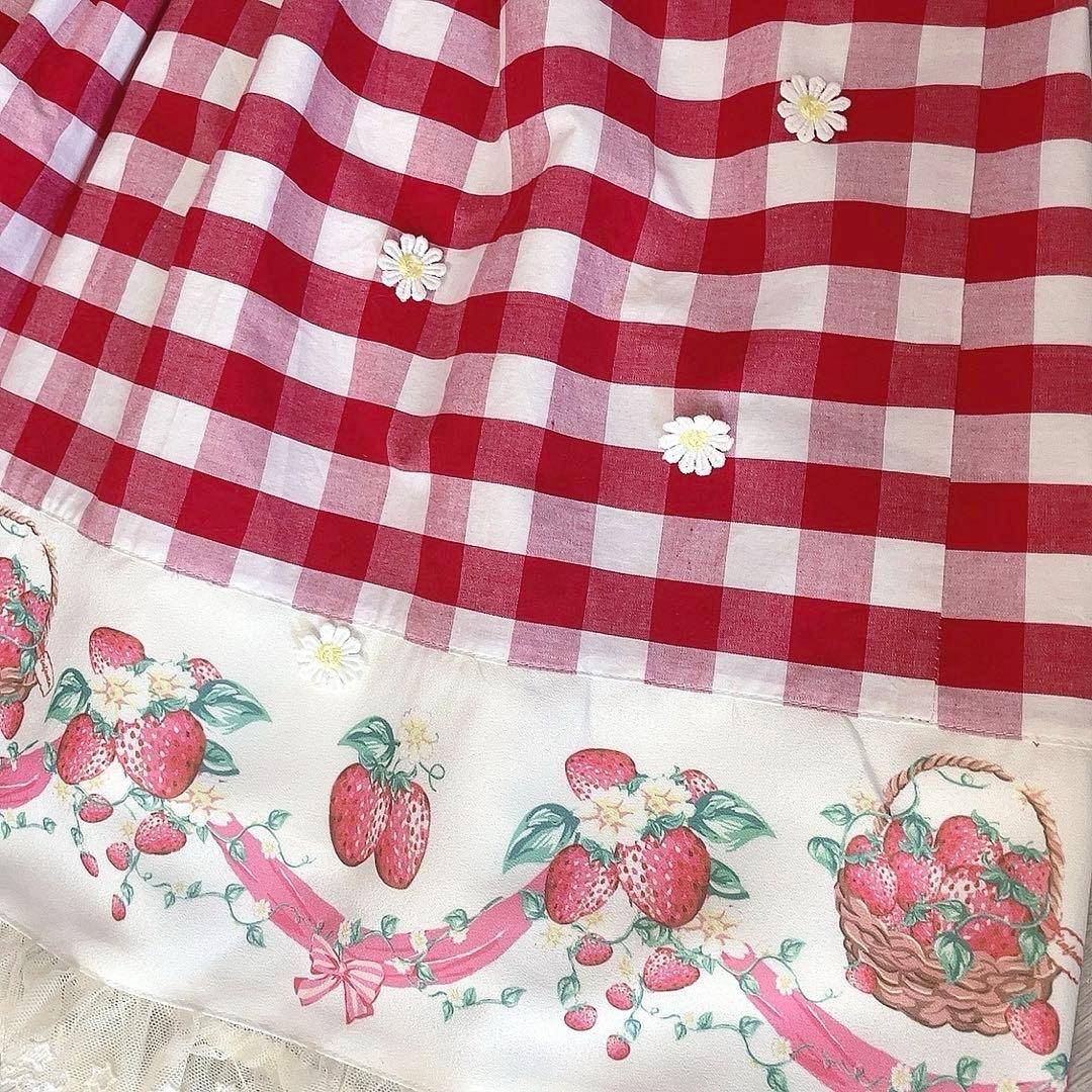 いちごギンガムチェックワンピース