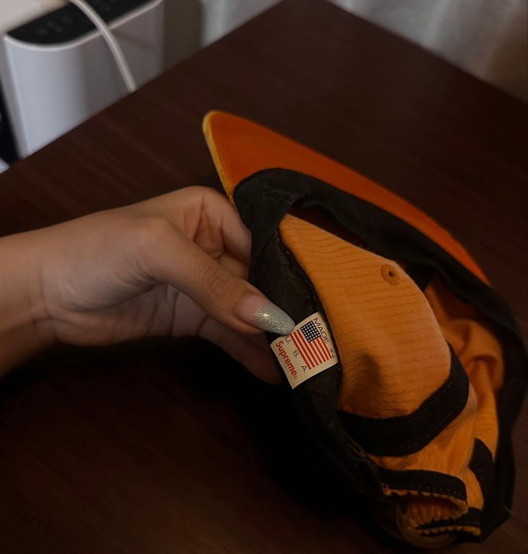 オレンジ コーデュロイ素材 Supremeキャップ