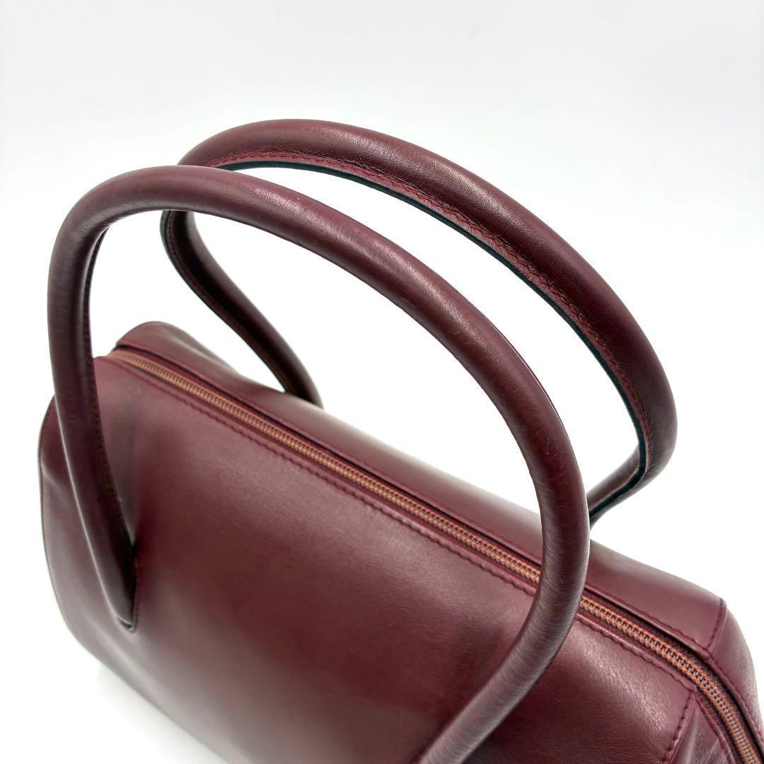 美品 カルティエ ハンドバッグ ミニボストン 裏地総柄 レザー ボルドー