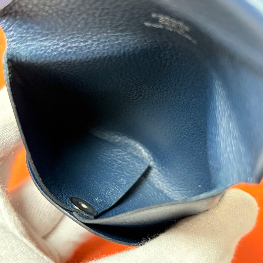 エルメス　HERMES ケース　バスティア　ネイビー　小銭入れ