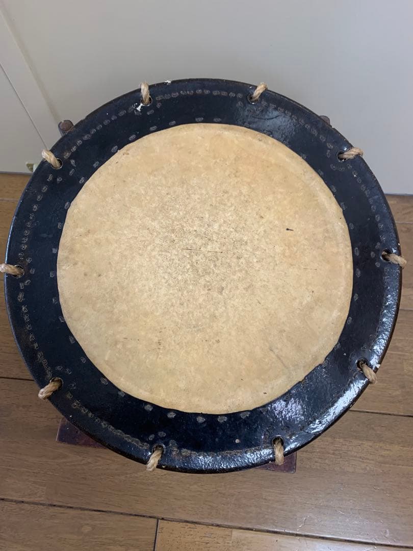 和楽器　和太鼓　締太鼓 　現状品　W36.5cm しめ太鼓 台座 バチ セット