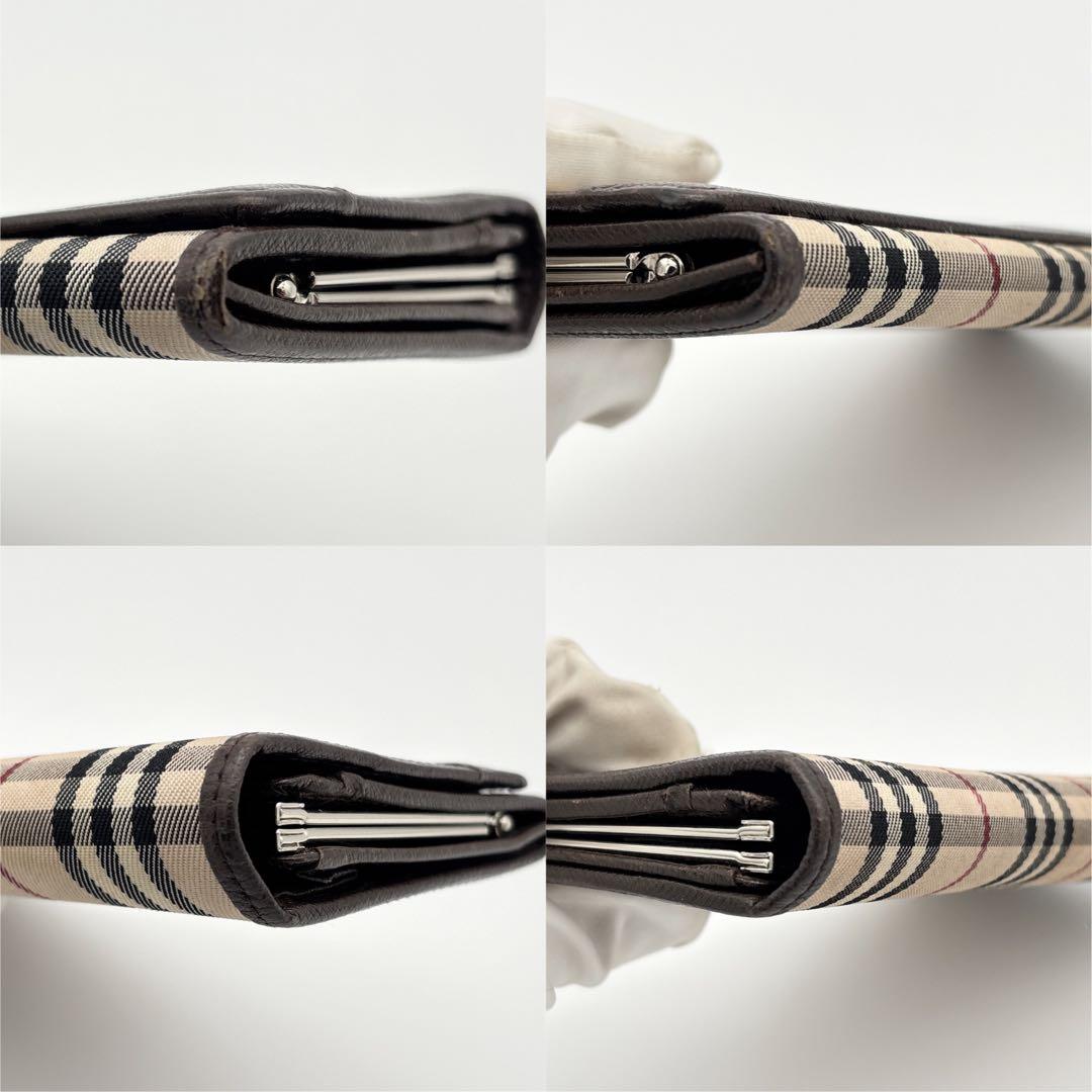 BURBERRY がま口 長財布 ノバチェック レザー ウォレット ベージュ