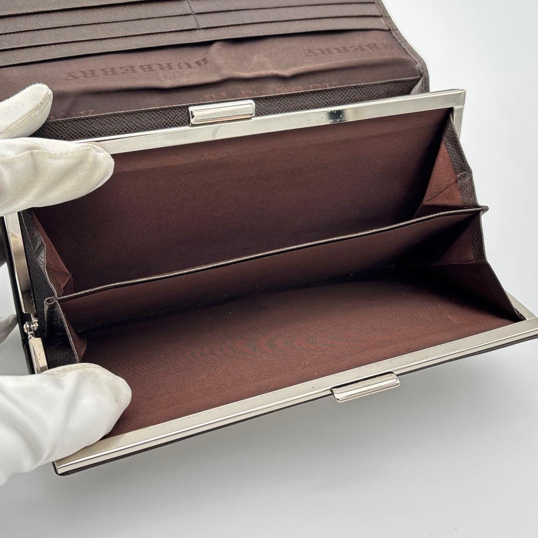 BURBERRY がま口 長財布 ノバチェック レザー ウォレット ベージュ