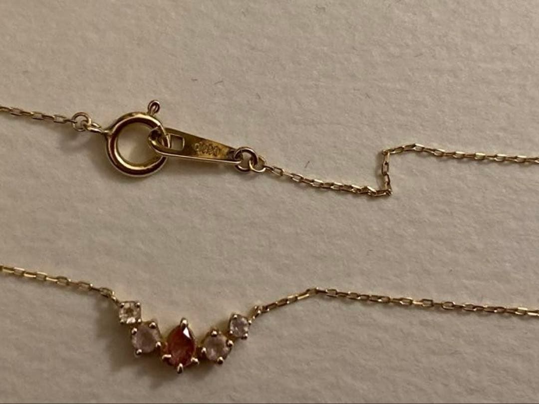 miroir K10 ラインネックレス　ピンクトルマリン、トパーズ