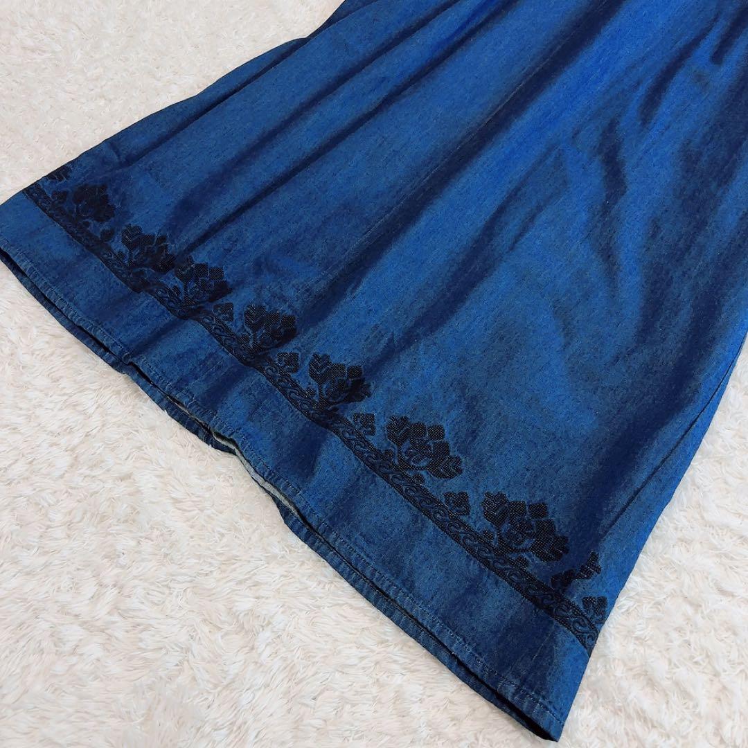 美品✨RHC ロンハーマン デニムワンピース マキシ丈 刺繍 綿 インディゴ